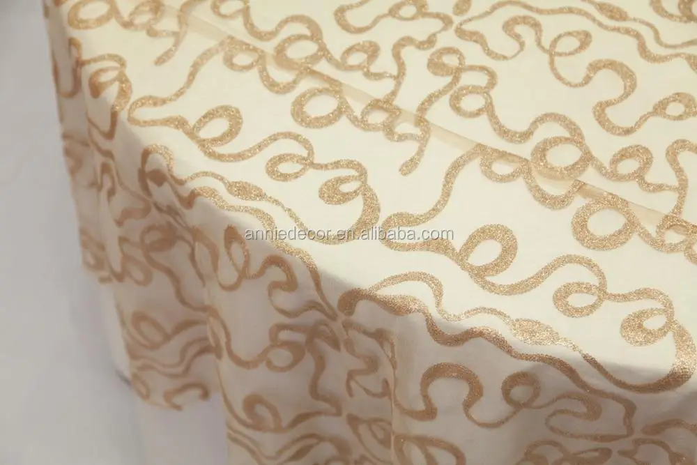 Wholesale champagne sequin round luxury wedding table cloth