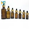 New design E liquid Essential oil bottle 5ml 10ml 15ml 20ml 30ml 50ml 100ml Luxury bamboo lid amber glass dropper bottle