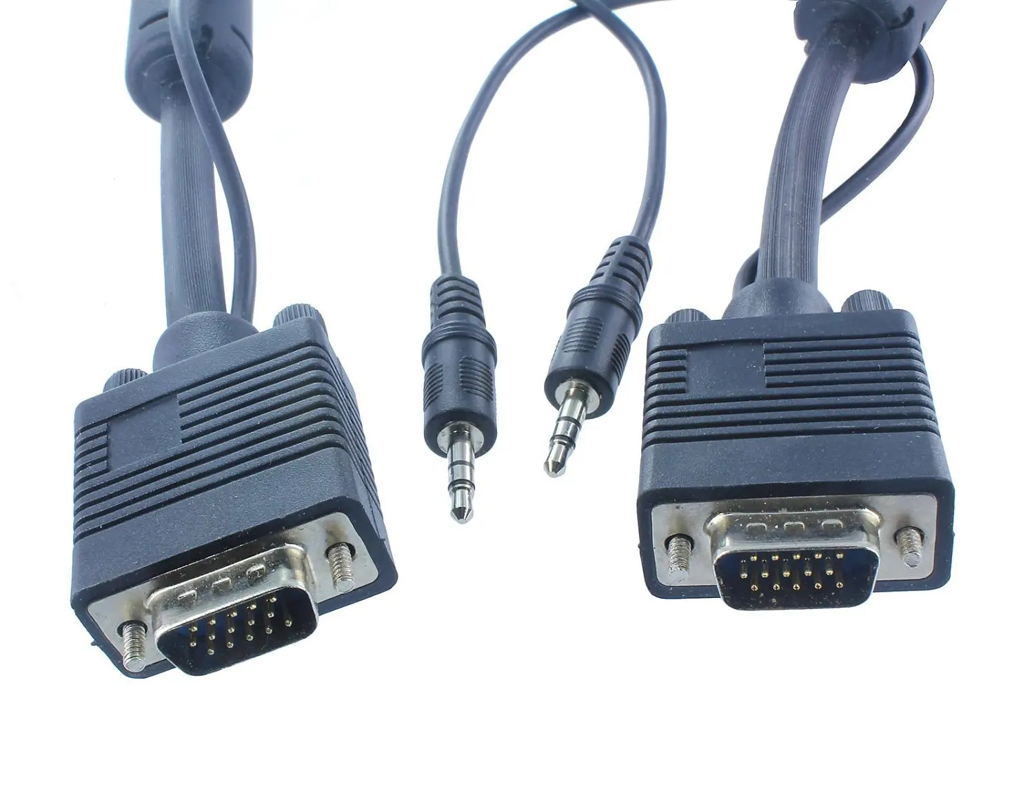 30Ft VGA Cable with Audio 3.5mm AUX Jack Wire Cord Stereo Sound SVGA UXGA Plug