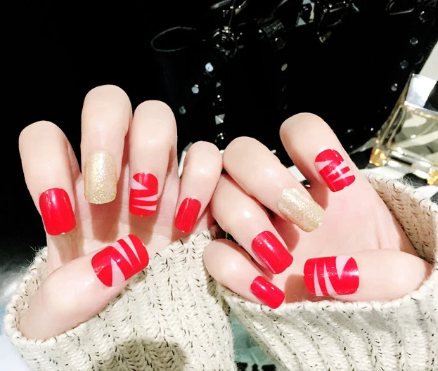 Wholesale fashionable red false nail tips 24pcs/box