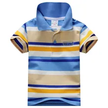 2016 Summer 1-7Y Child Baby Boy Stand Collar Striped T-shirt Casual Kids Tops Tee Polo Shirt