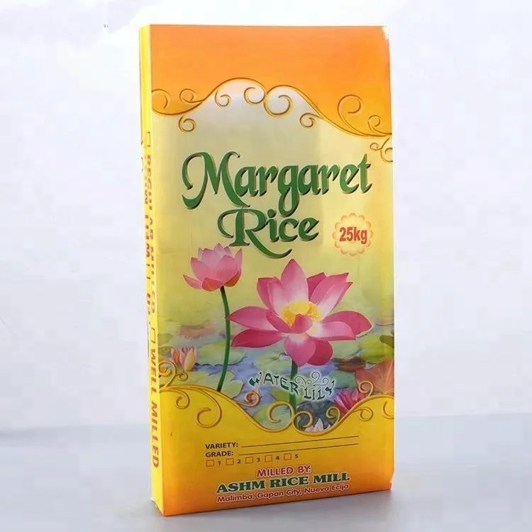 
BOPP laminated Rice packing bag with custom printing designs 25kg rice bag/pp woven bag 