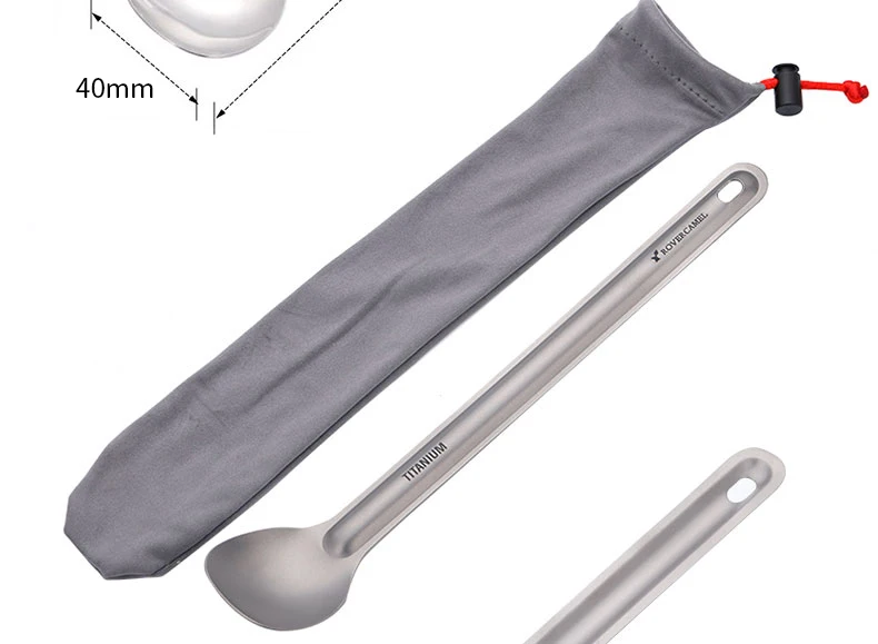 Pure Titanium Long Handle Spoon Outdoor Camping Cutlery With Polished