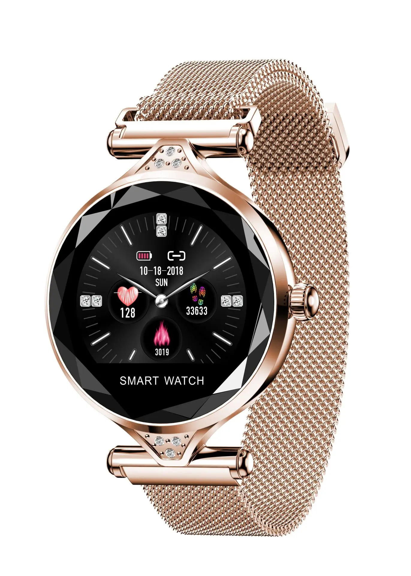 fashion girls watch h1 round led screen smart watch female heart
