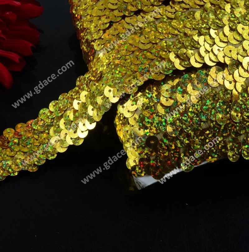 3 Rows Gold Sequin Trims For Dress China