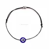 Simple Handmade Silver Turkish Eye Ojo Turco Pull String Nylon Rope Bracelet