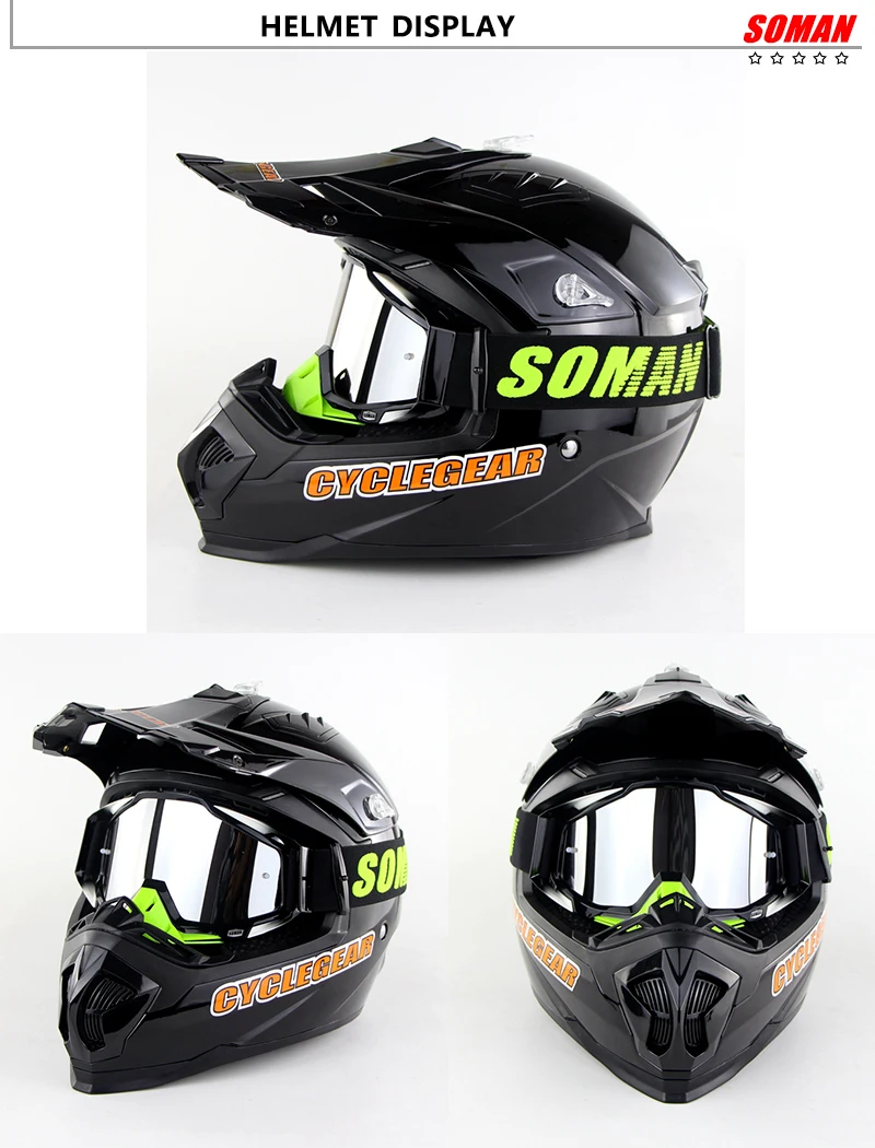 Rts Racecraft Motocross Helmet Goggle With Clear Goggles Lens And Films