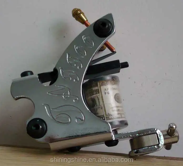 Retro Tattoo Guns Coil Battery Powered Tattoo Machines Silver Frames