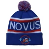 Custom blue ski pom pom beanie hats knit wholesale