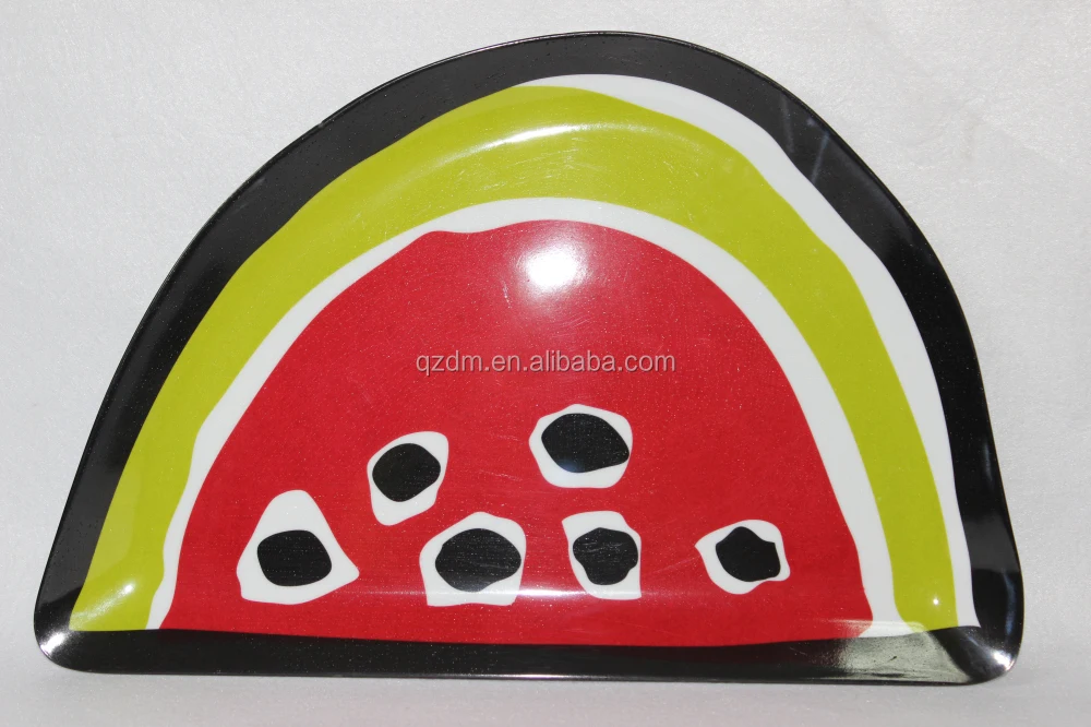Plastic Watermelon Shape Plate Melamine Dessert Dishes