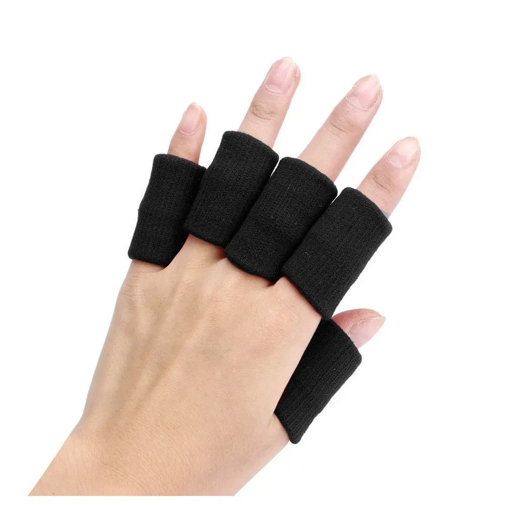 Finger Guard Sleeves - SODIAL(R)Portable 10pcs Stretch Sports Basketball Finger Guard Support Sleeves Protector black
