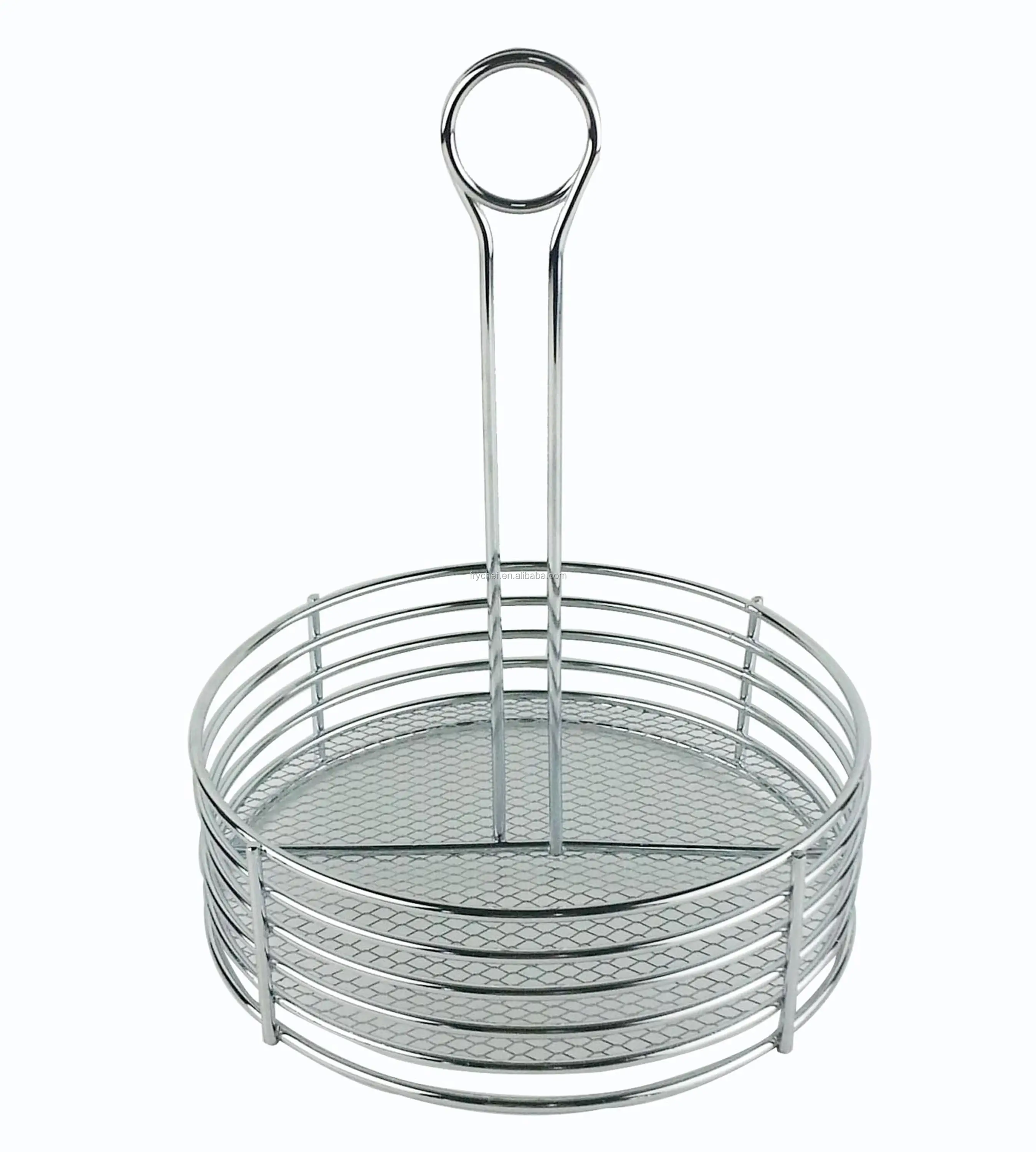 Winco Winco WBKH-6SB Round Black Wire Condiment Caddy With Straight Back 6.25 Inch