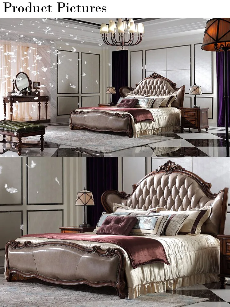 French Style Modern Leather Bed/ King Size Bed With Wood FrameJ706-4.jpg