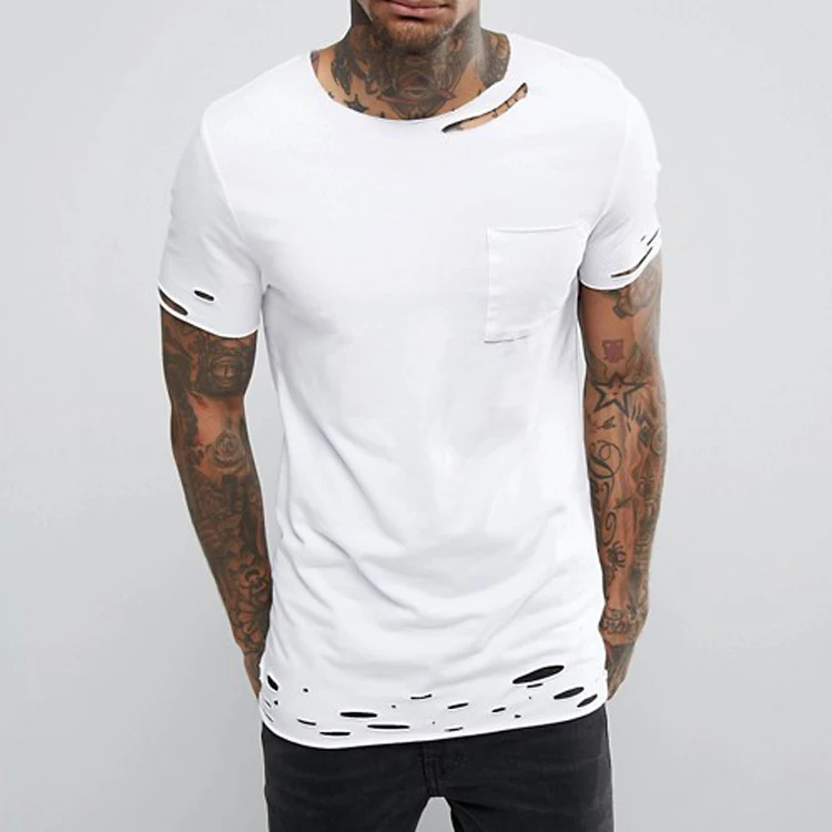 Distressed collar t shirt Clearance
