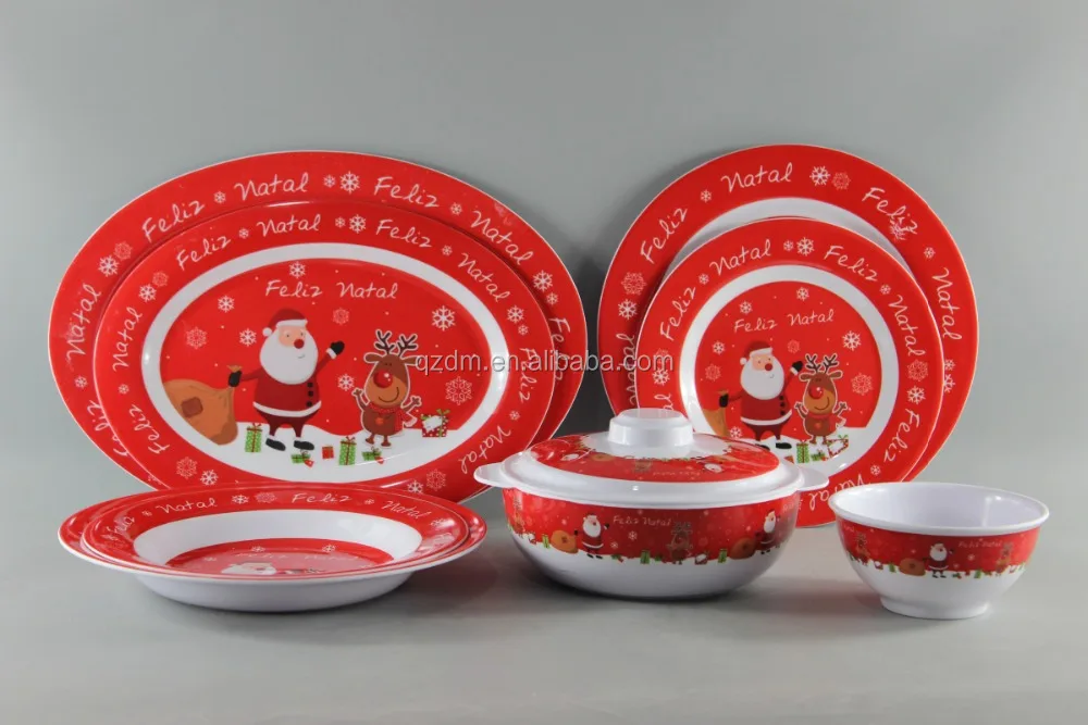 Christmas Theme Decal Print Melamine Tableware Set