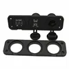 Waterproof Auto Dual USB Red LED Charger Socket Voltage Voltmeter Panel