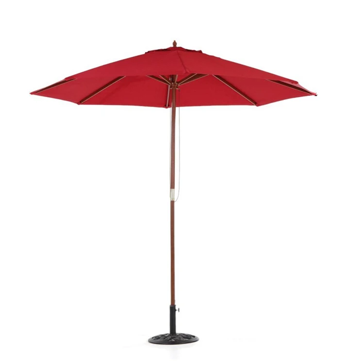 Red Color Wooden Beach Umbrella Outdoor Sy Use Patio Red Color Wooden Beach Umbrella Outdoor
