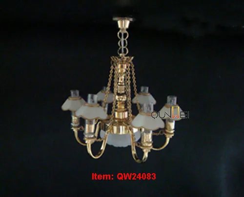 Bambole Casa Lampadario Chandelier 4 Braccio Ghiacciato Tulipano Tonalità Su 12V