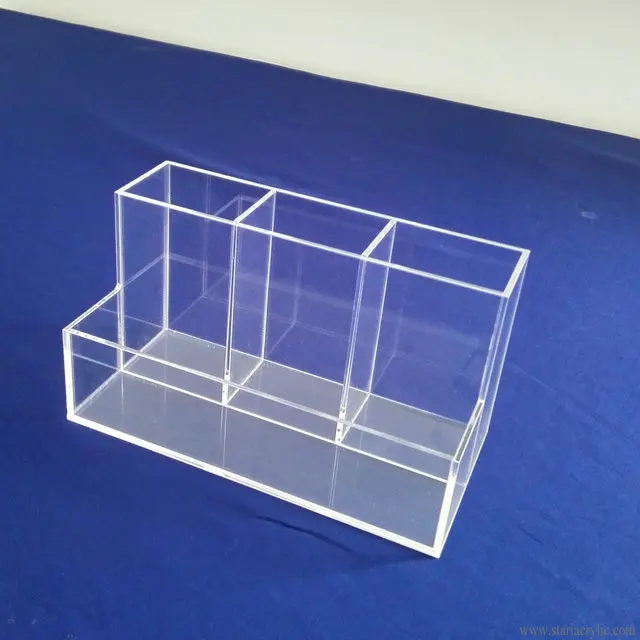 Clear Acrylic Office Supplies Desk Organizer Pen Pencil Display Holder