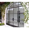 Customized simple design arched steel frame french doors with side panels