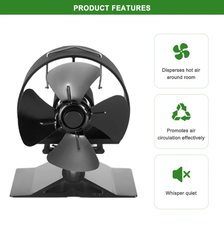 Eco-friendly Fireplace Fan High Temperature Blower Fan Home Heater for Wood Burning  