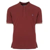 Organic Pique Overlock Baseball Concealed button placket polo shirt in red