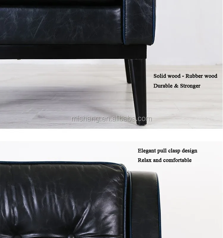 American style classic black genuine leather single sofa chair