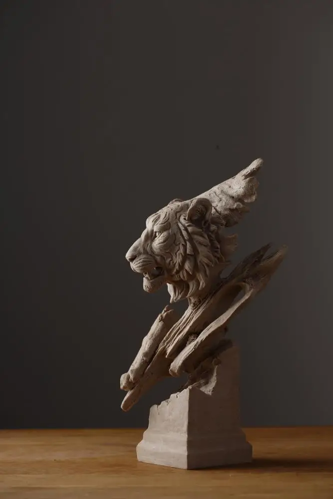 Sandstone American Creative Home Jewelry Decoration Tiger Head Sculpture Office Decoration 