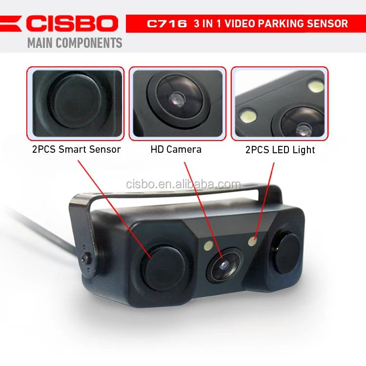 Car Parking Sensor With Rear View Camera 3 In 1 Video Parking Sensor