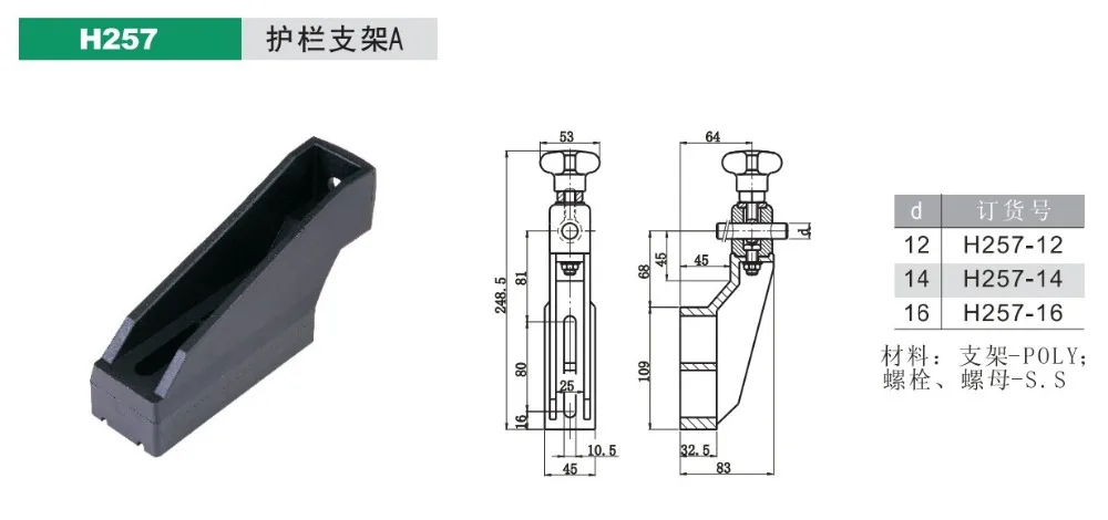Componentes del transportador del soporte lateral plástico del transportador ajustable para la venta