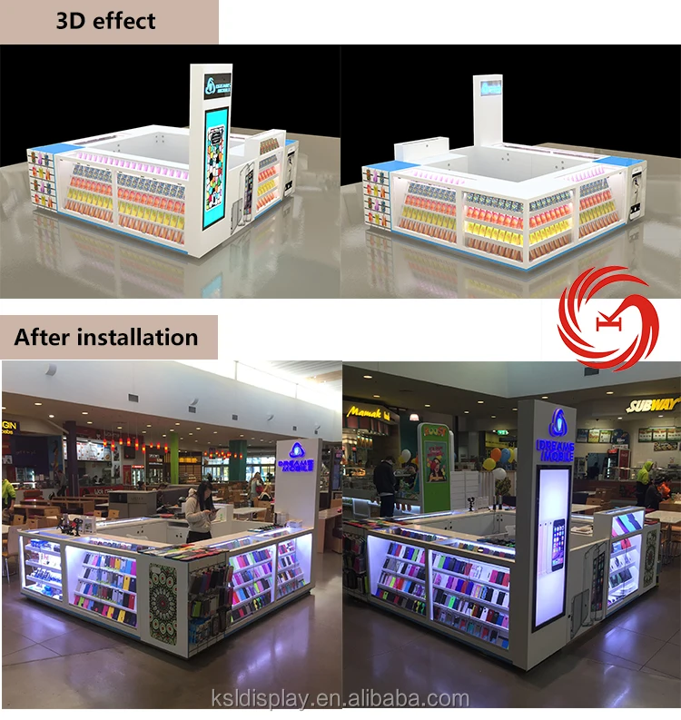 Top Sales Shopping Mall Kiosk For Cell Phone Accessory Showcase Display