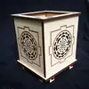 laser cut Sri Yantra Wooden Tea Light Lantern assembled