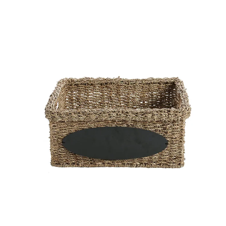Home Bath Woven Wicker Seagrass Storage Basket With Handles And