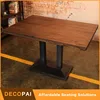 Bordered desktop Elm Wood and Iron Dining Table-Rectangle restaurant table