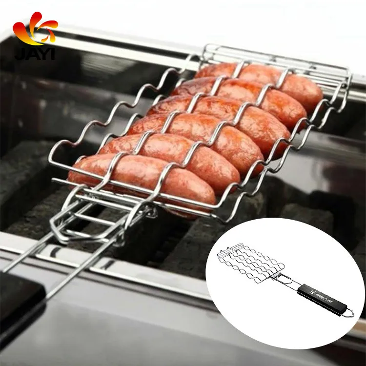 Nonstick Stainless Steel Barbecue Hot Dog Rack Metal Hot Dog Grill Rack