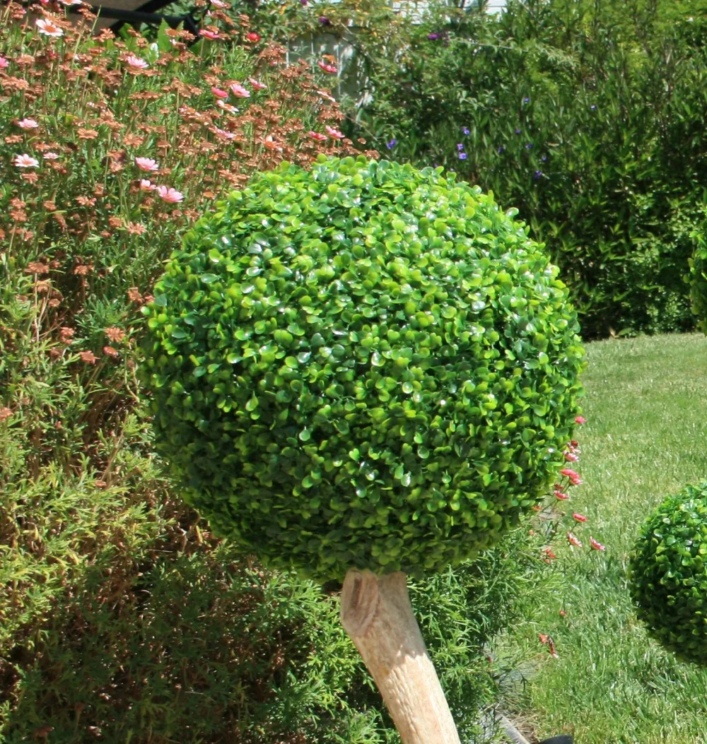 热卖绿色 pe 家居装饰植物人造黄杨木 topiary 球树