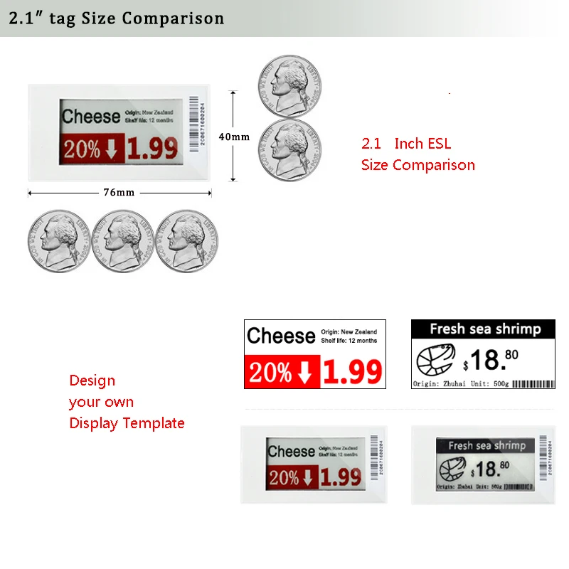 Eastsun white e-paper shelf label for supermarket