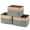 Wholesale Foldable Fabric Cube Organizer with handles And Lining Linen Storage Basket