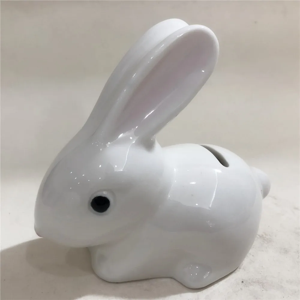 Wholesale White Ceramic Piggy Banks,Rabbit Shape Piggy Bank Money Bank