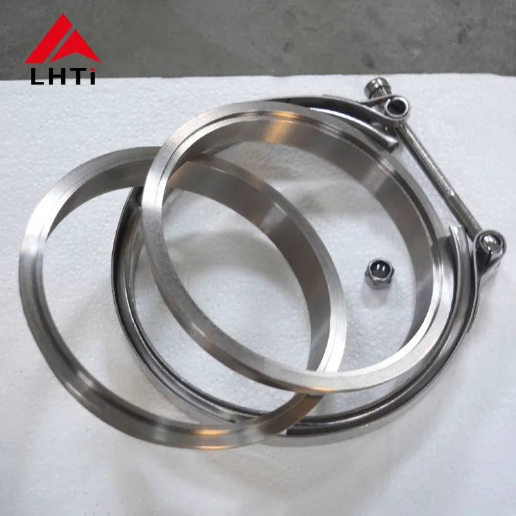 High quality 2.5inch 3inch 3.5 inch 4 inch gr2 titanium v band clamp set with flange for exhaust system
