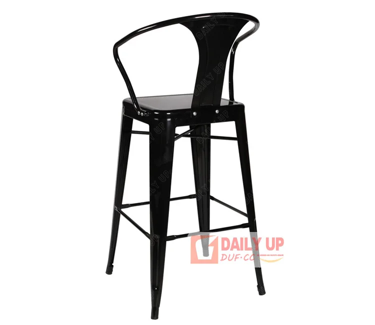 Iron Coffee Shop Chairs 75cm Metal Bar Stools China with Backrest High Chairs For Bars Using