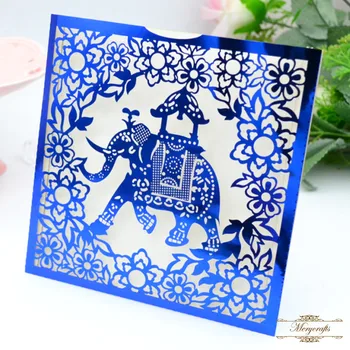 Mr083 Indian Customized Unique Elephant Laser Cut Wedding