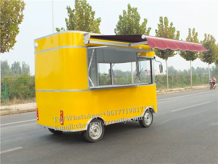 Small 3m Length Street Food Vending Cart Electric Bike Food Cart