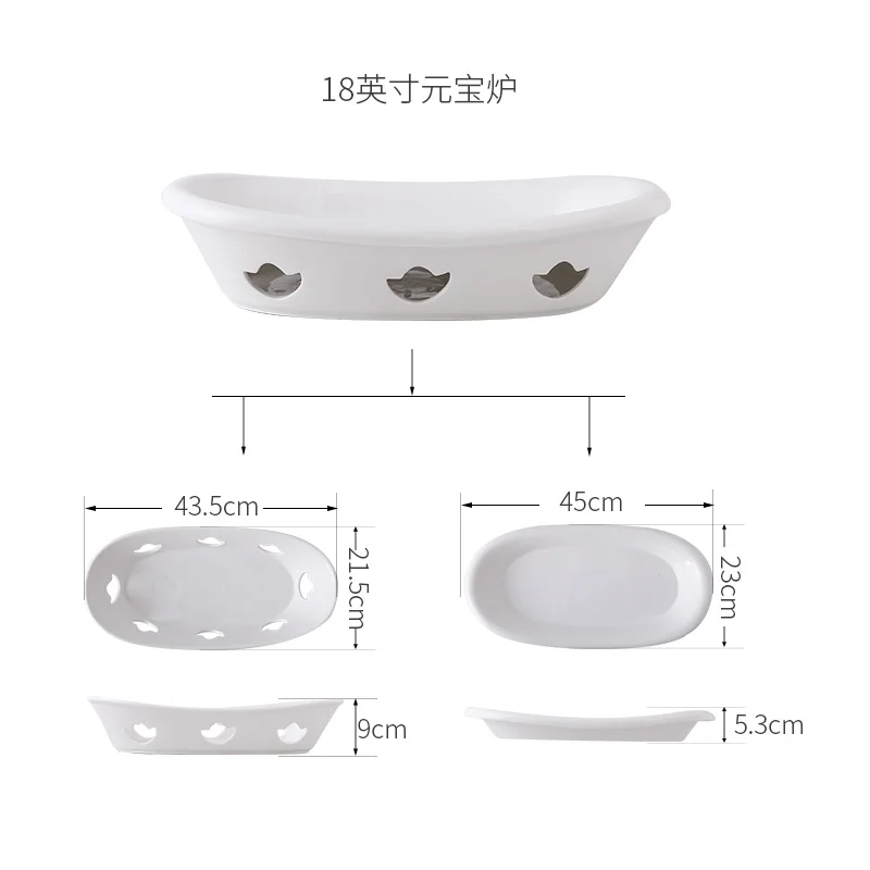 Italian Ceramic Self Heating Pan Flower Soup Pot With Candle Stove For Restaurant