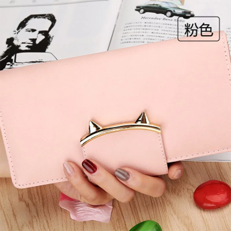 zogift-korean-pu-leather-girls-zipper-purse-simple-cute-cat-cheap-long