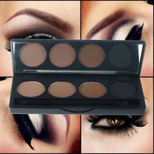 2015 Hot sale professional eyeshadow eye brow makeup waterproof 4 color eyebrow powder + double end brush make up palette set