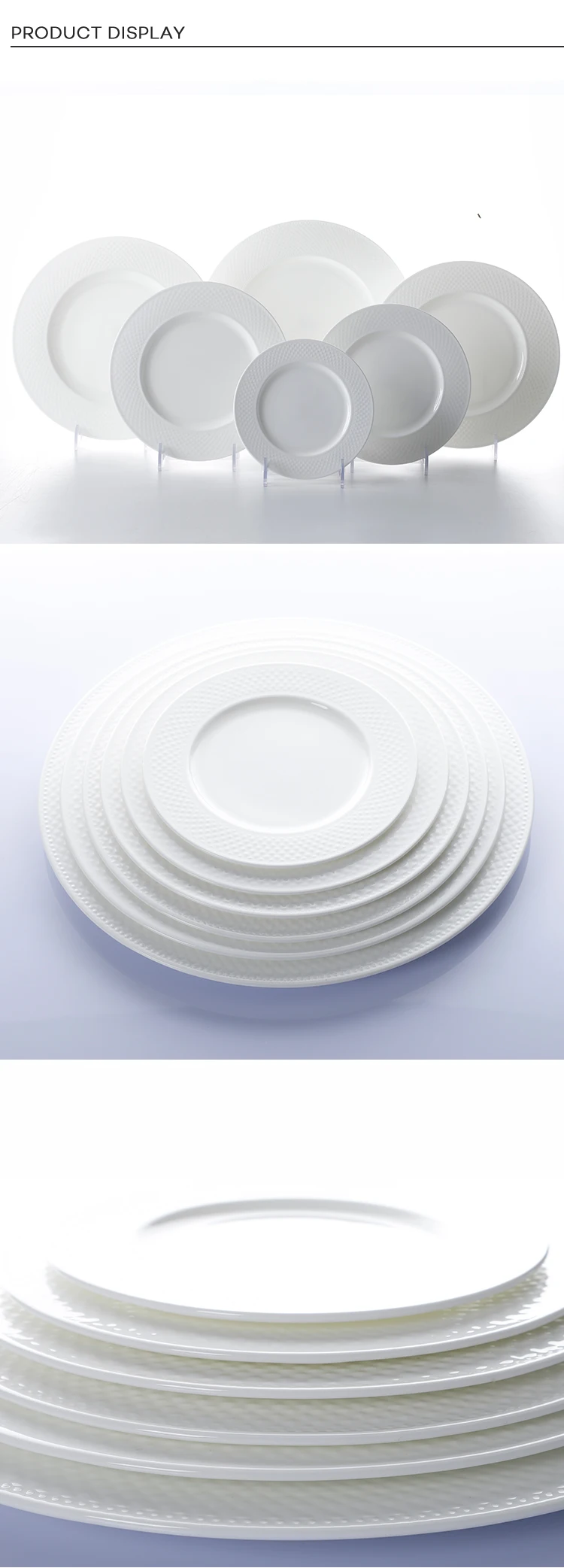 High Quality Restaurant Party  Charger Plates, Dinner Ware Plate, Bulk White Ceramic Dinner Plates%