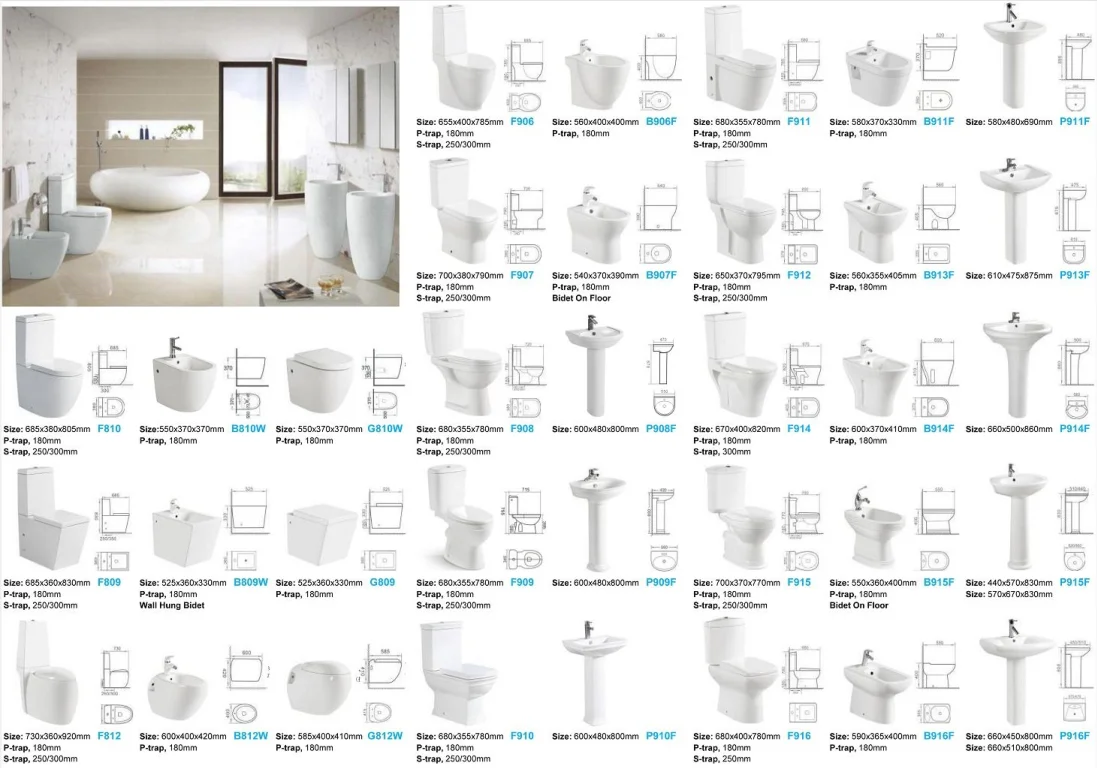 Ceramic Toilet Sink Combination P Trap Two Piece Water System Toilet