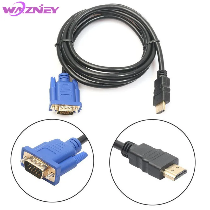 1080p 1.8 M Hdmi To Vga Cable Hdmi Male To Vga 15 Pin Male 1.8 Meter Hd