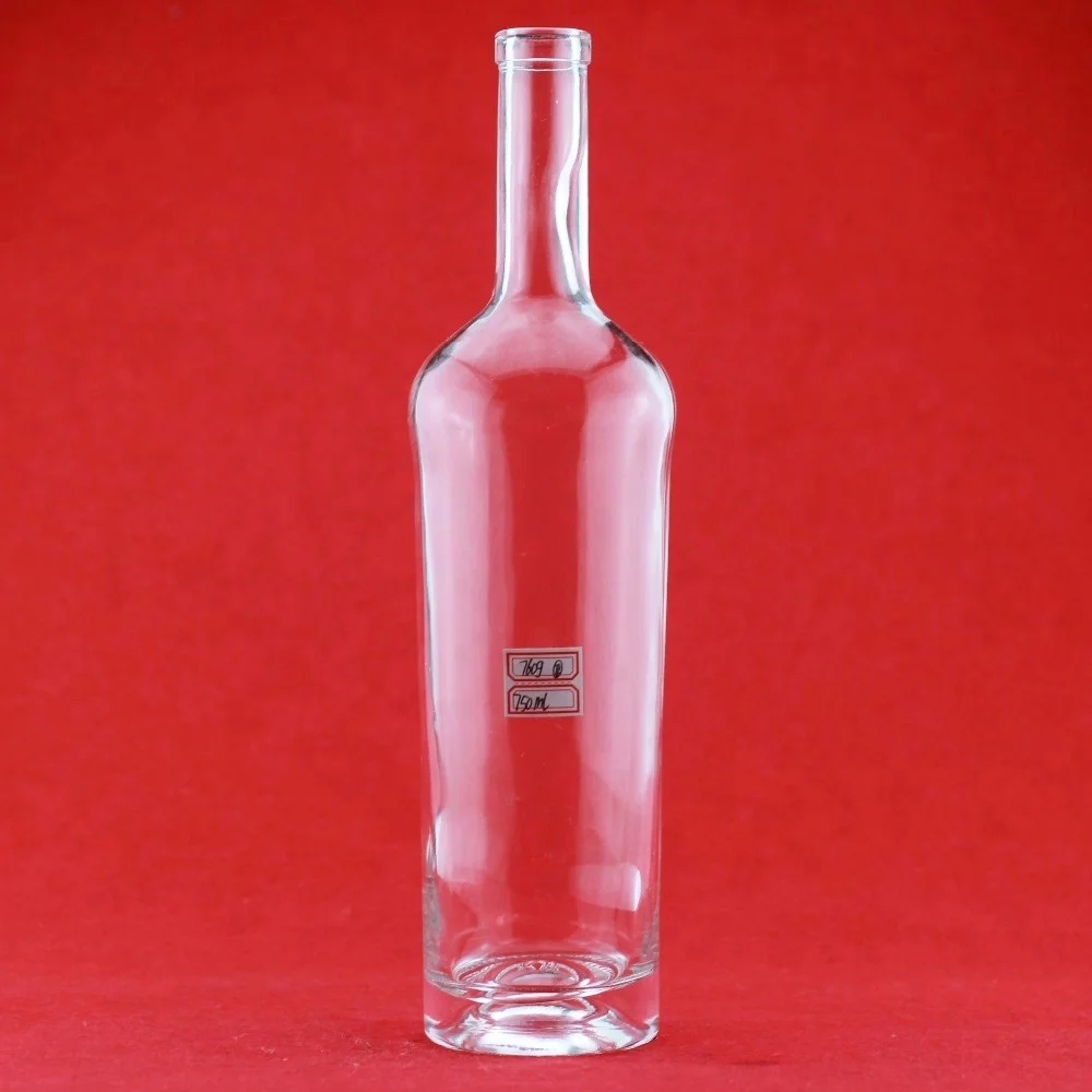 批发贴花定制瓶透明玻璃酒细长腰玻璃瓶 750毫升